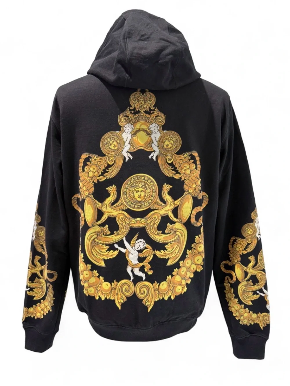 Versace Barocco Print Black Zipper Hoodie Size Medium. Excelent Condition
